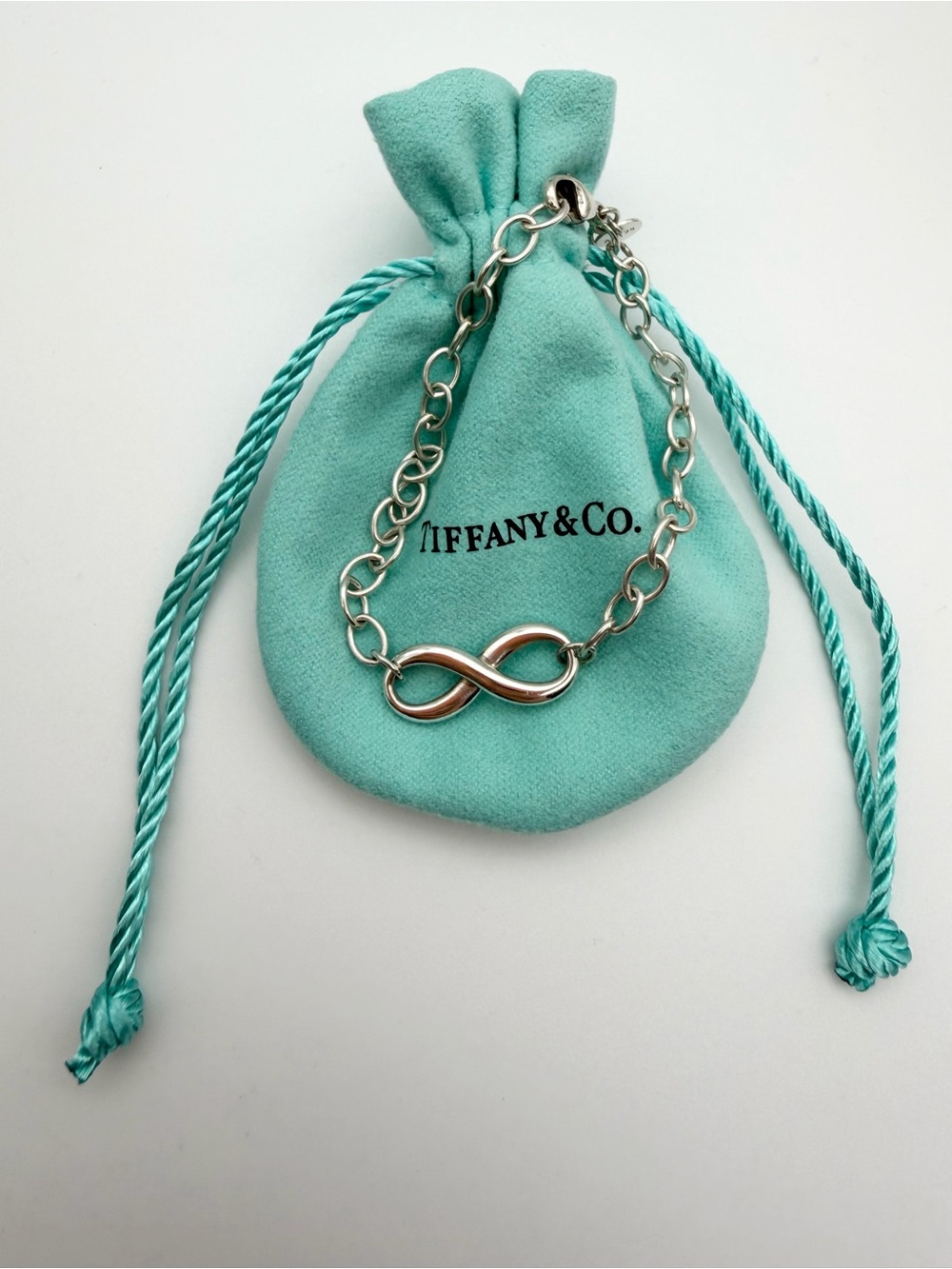 Tiffany & Co 7.25” infinity bracelet in sterling silver